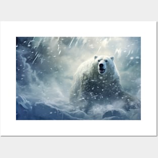 Polar Bear Animal Wildlife Wilderness Colorful Realistic Illustration Posters and Art